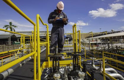 Male worker inspection visual pipeline Male worker inspection visual pipeline oil and gas